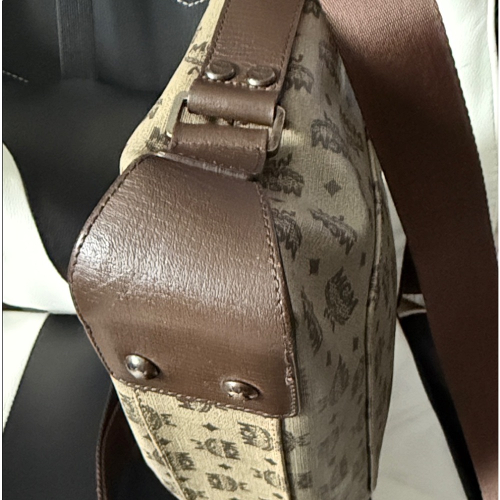 MCM Tan and Brown Logo Messenger Bag - Picture 5 of 14